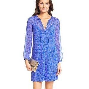 Diane Von Furstenberg Aria Blue Blue Printed Silk Tunic Dress Size 8